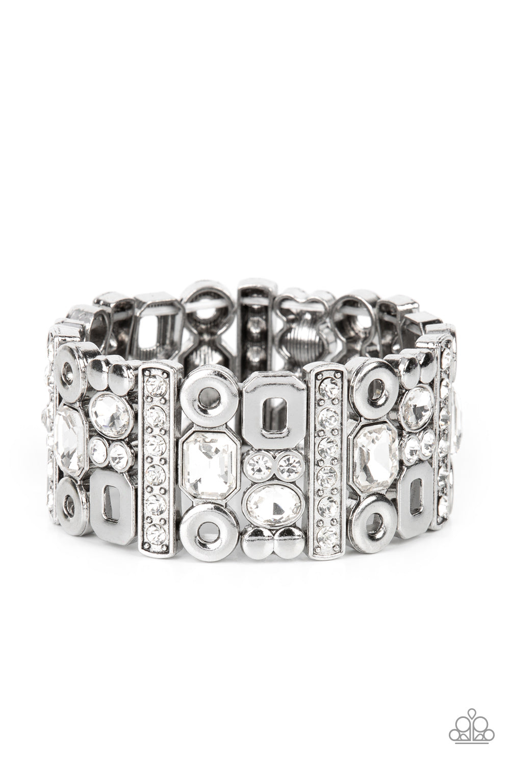 Paparazzi Dynamically Diverse - White Bracelet - A Finishing Touch Jewelry