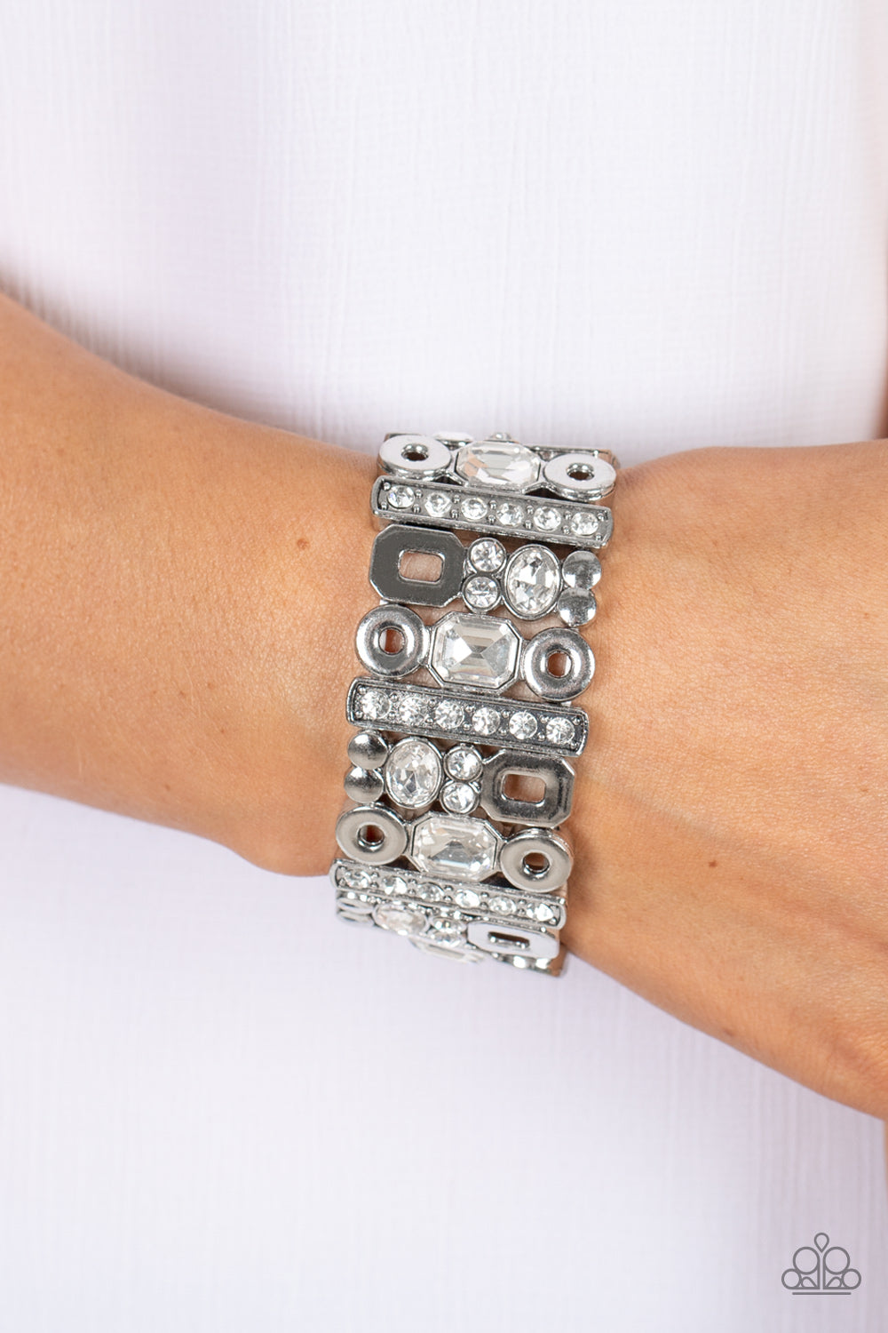 Paparazzi Dynamically Diverse - White Bracelet - A Finishing Touch Jewelry