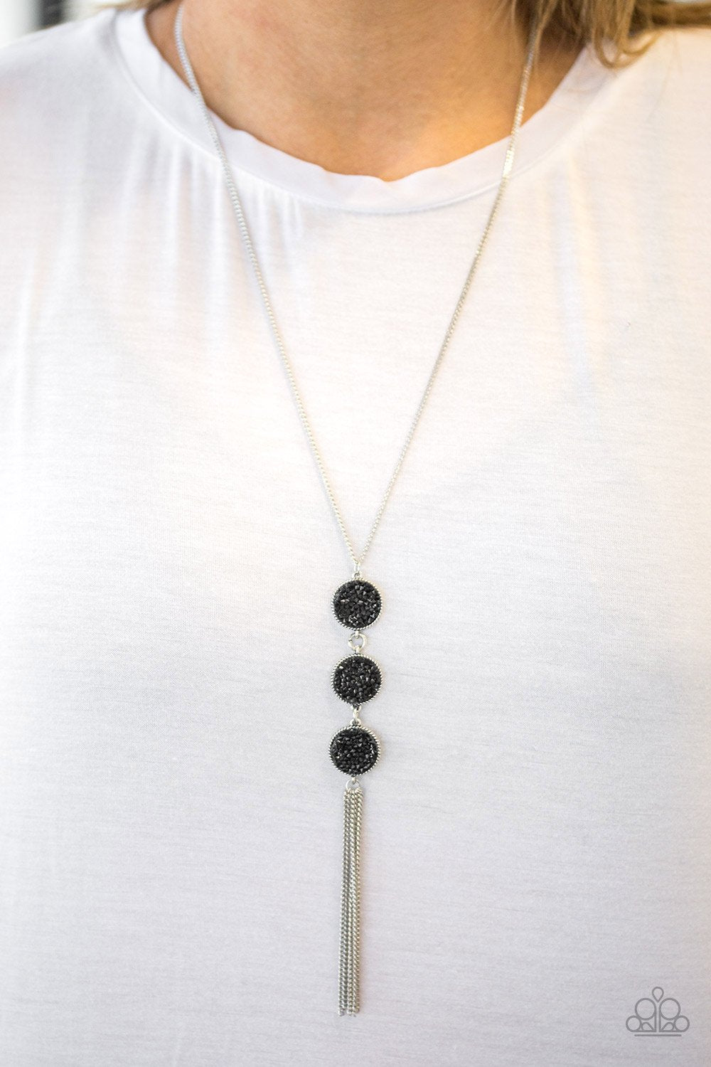 Paparazzi Triple Shimmer - Black Rhinestone Necklace - A Finishing Touch Jewelry