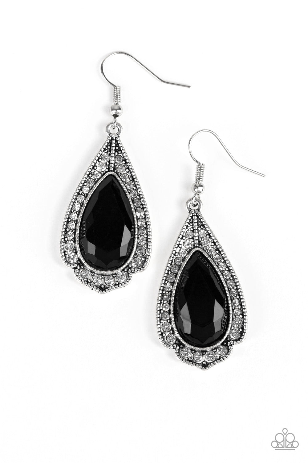 Paparazzi Superstar Stardom - Black Earrings - A Finishing Touch 