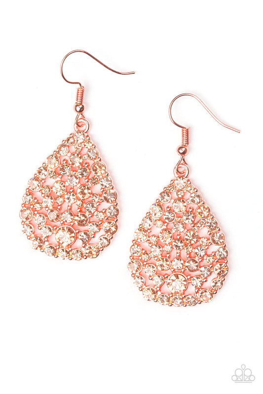 Paparazzi Sparkle Brighter - Copper Earrings-Paparazzi Accessories Jewelry