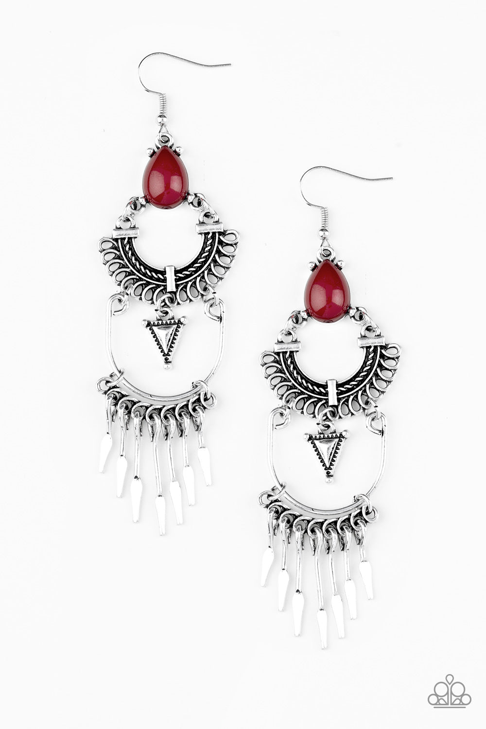 Paparazzi Progressively Pioneer - Red Earrings - A Finishing Touch 