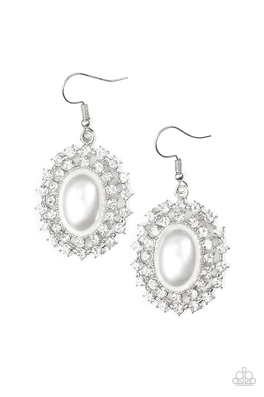 Paparazzi Mega Movie Star - White Rhinestone Earrings - A Finishing Touch 