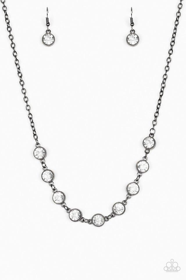Vintage 1950's Black & Clear Rhinestone Necklace & Earring Set - Ruby Lane