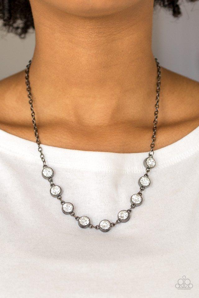 Paparazzi Starlit Socials - Black Rhinestone Necklace - A Finishing Touch Jewelry