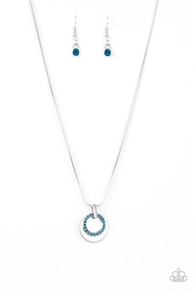 Paparazzi Front and CENTERED - Blue Rhinestone Necklace - A Finishing Touch Jewelry