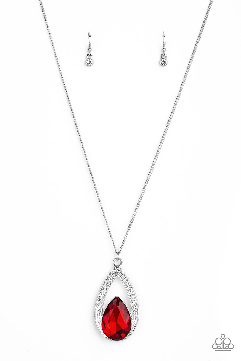Paparazzi Notorious Noble - Red Pendant Necklace - A Finishing Touch 