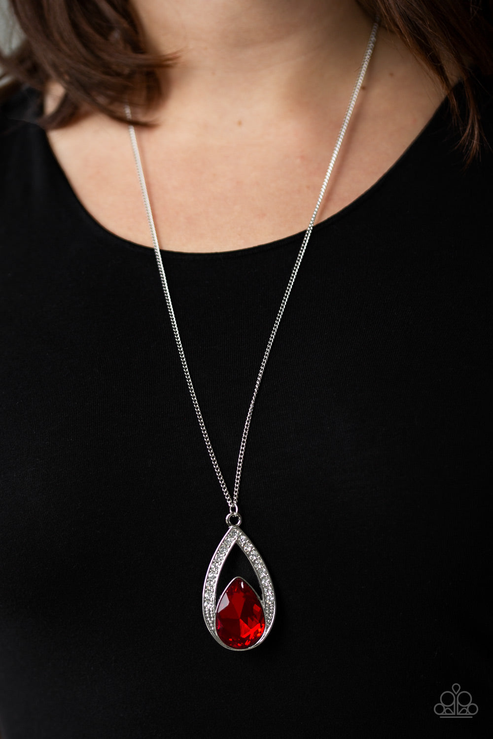Paparazzi Notorious Noble - Red Pendant Necklace - A Finishing Touch 