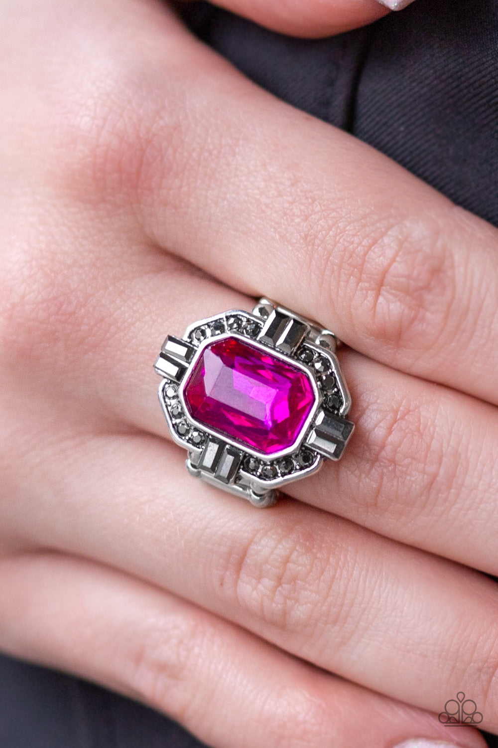 Paparazzi Outta My Way! - Pink Gem Ring - A Finishing Touch 