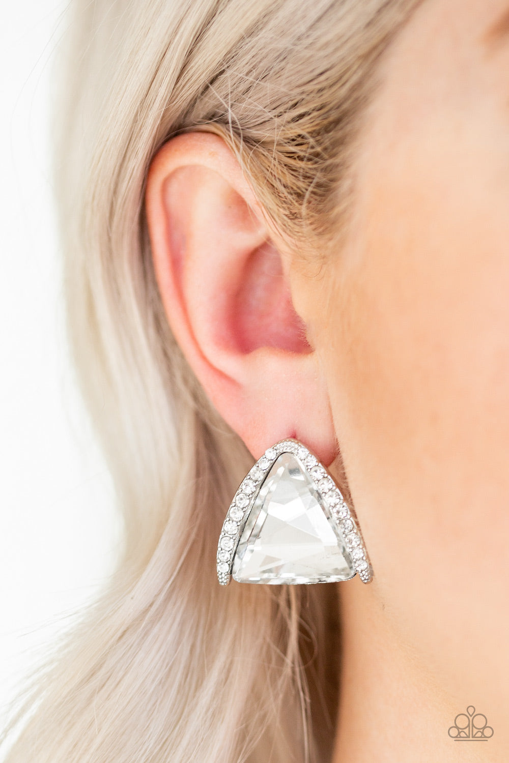Paparazzi Exalted Elegance - White Post Earrings - A Finishing Touch 