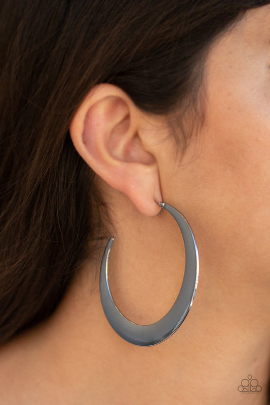 Paparazzi Moon Beam - Black Hoop Earrings - A Finishing Touch 