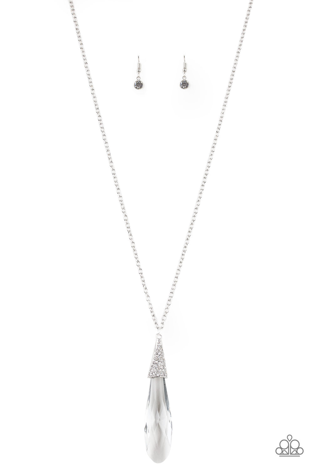 Paparazzi Jaw-Droppingly Jealous - White Teardrop Necklace - A Finishing Touch 
