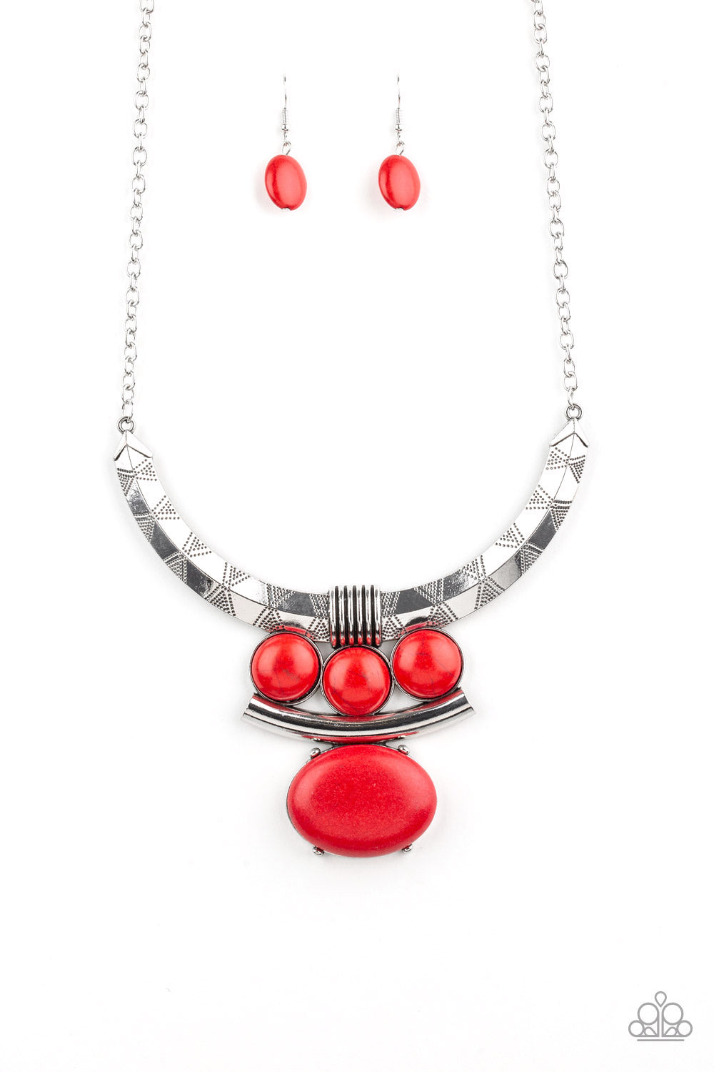 Paparazzi Commander In CHIEFETTE - Red Stone Necklace - A Finishing Touch 