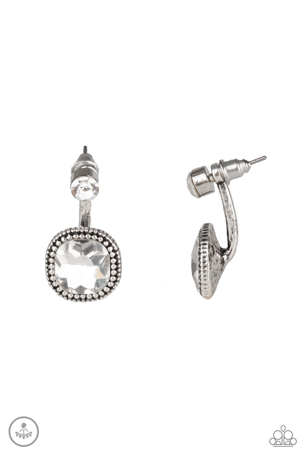 Paparazzi Celebrity Cache - White Double-Sided Post Earrings - A Finishing Touch 