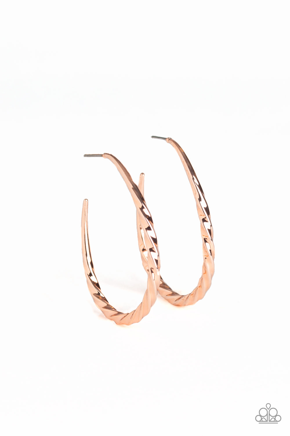 Paparazzi Twisted Edge - Rose Gold Earrings - A Finishing Touch 
