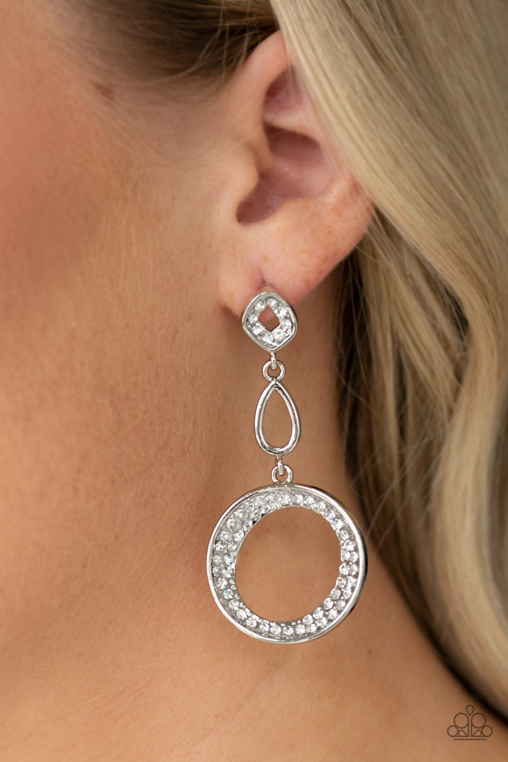 Paparazzi On The Glamour Scene - White Post Earrings - A Finishing Touch 