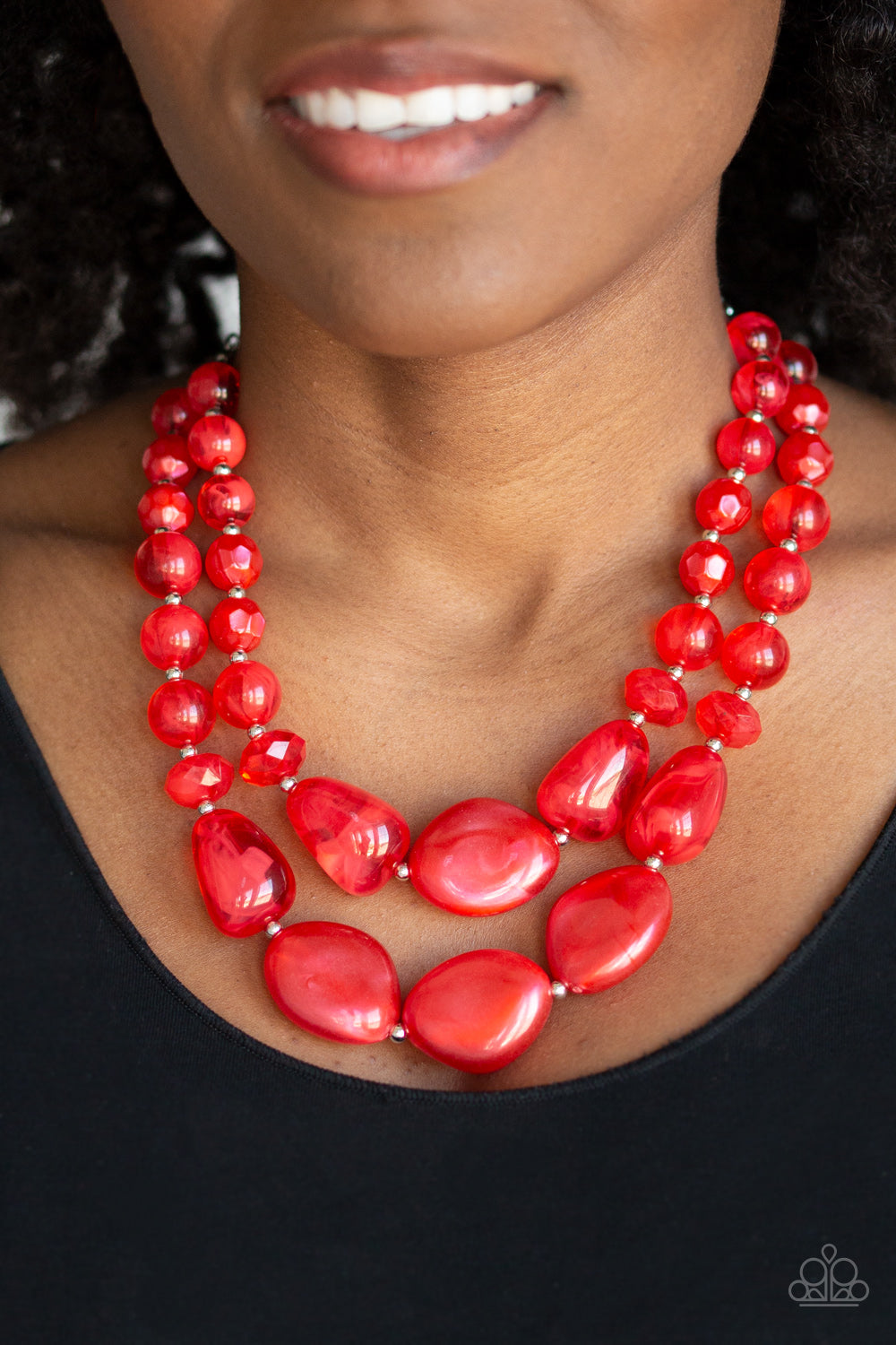 Bead Necklace - Paparazzi Beach Glam - Red Necklace Paparazzi  jewelry image