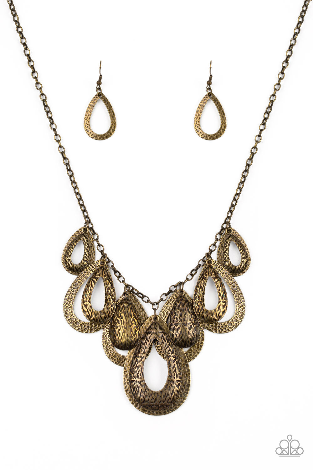 Paparazzi Teardrop Tempest - Brass Necklace - A Finishing Touch 