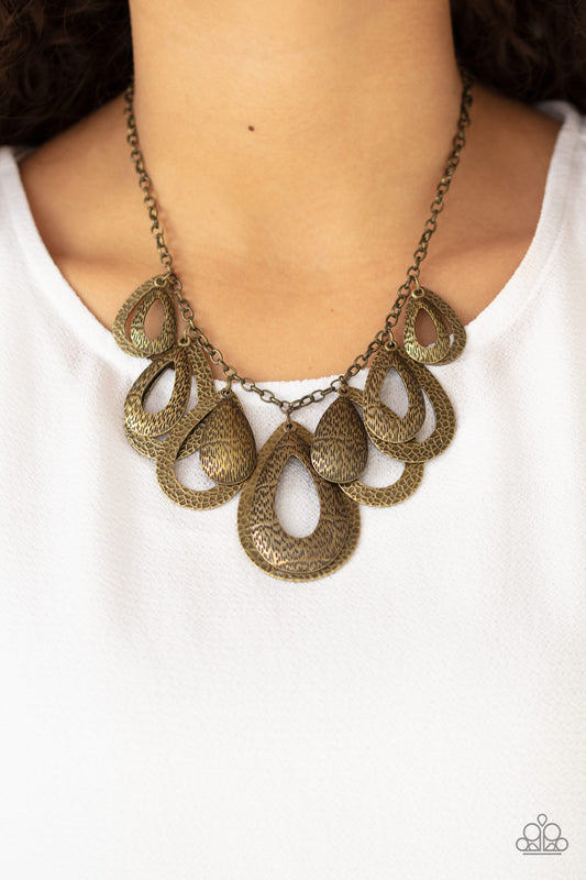 Paparazzi Teardrop Tempest - Brass Necklace - A Finishing Touch 