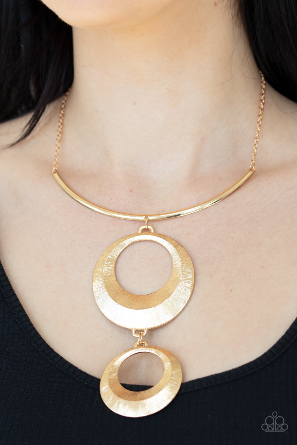 Paparazzi Egyptian Eclipse - Gold Rod Necklace - A Finishing Touch 