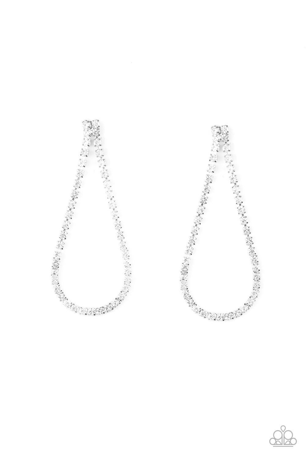 Paparazzi Diamond Drops - White Earrings - A Finishing Touch 