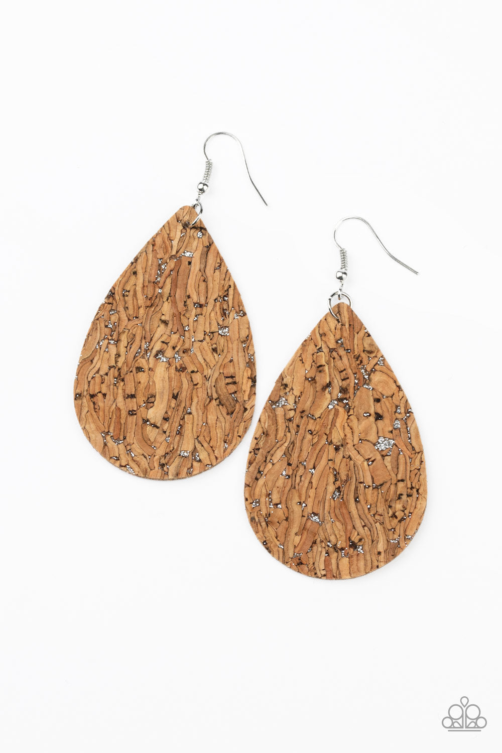 Paparazzi CORK It Over Silver Drop Earrings A Finishing Touch Jewelry