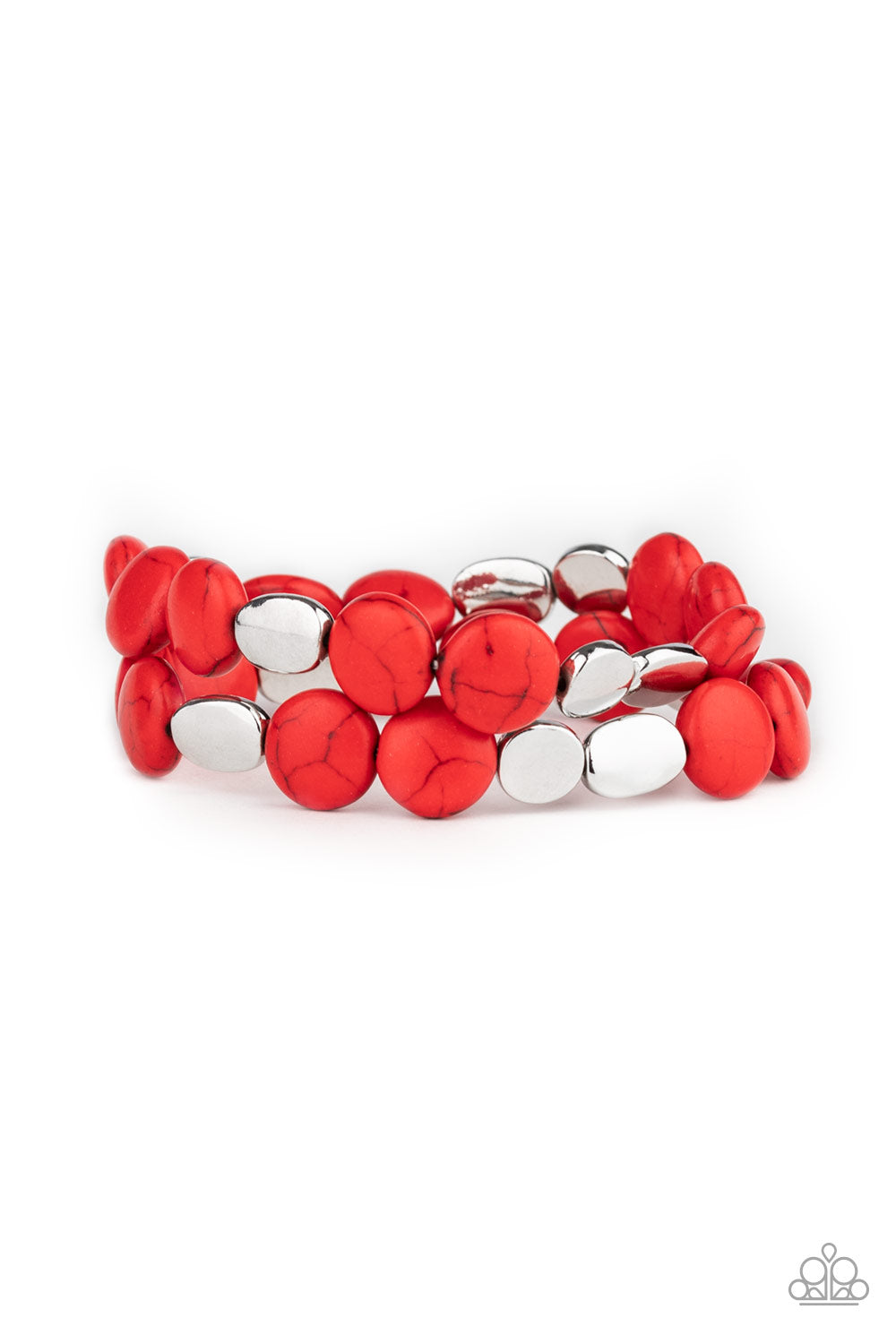 Paparazzi: Simply Sedimentary - Red Bracelet - A Finishing Touch 