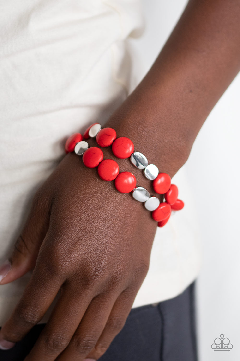 Paparazzi: Simply Sedimentary - Red Bracelet - A Finishing Touch 