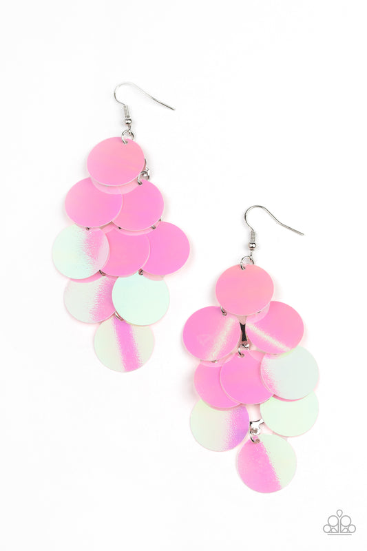 Paparazzi Mermaid Shimmer - Pink Iridescent Earrings - A Finishing Touch 