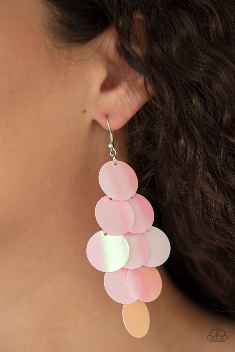 Paparazzi Mermaid Shimmer - Pink Iridescent Earrings - A Finishing Touch 