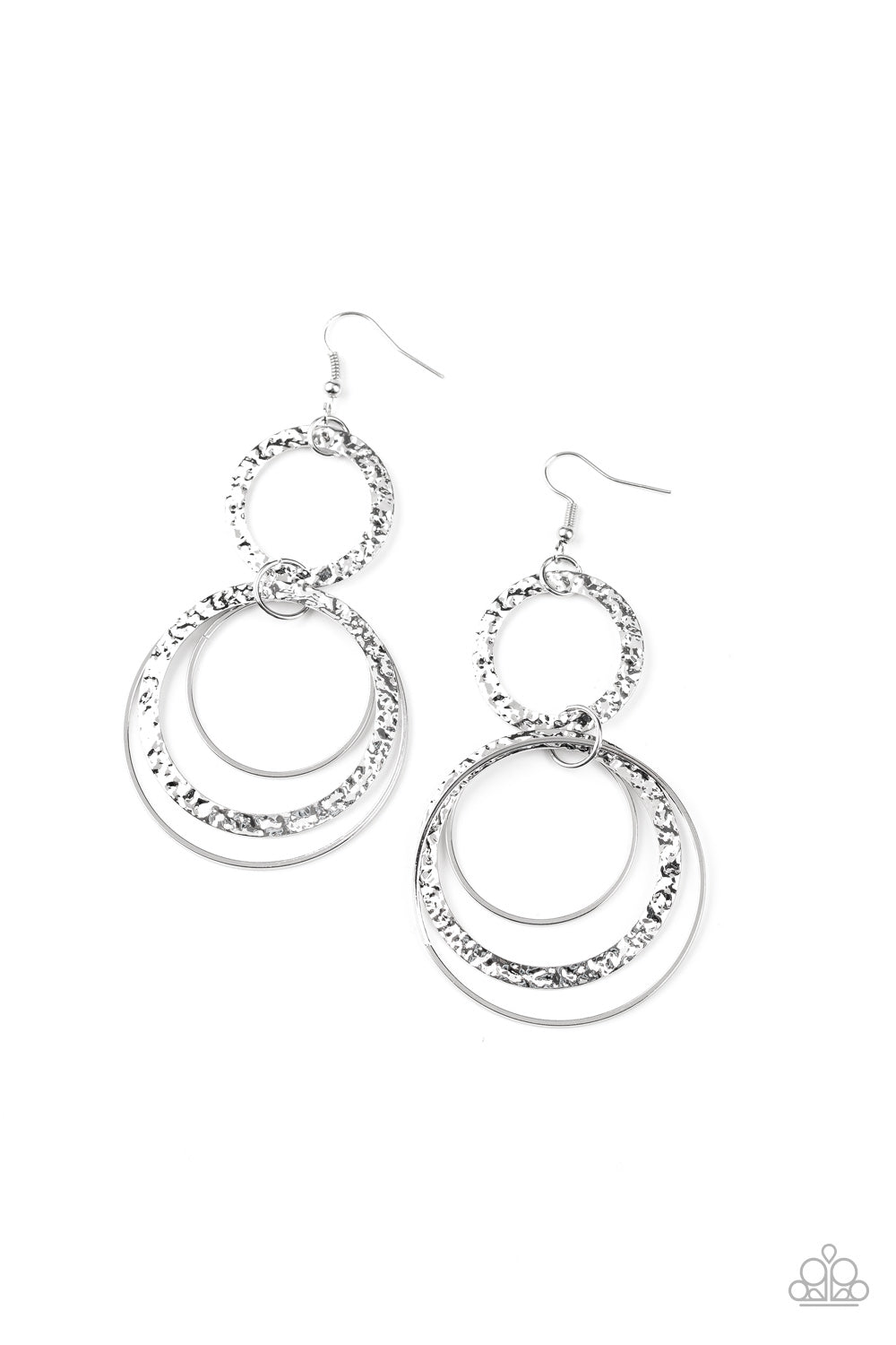 Paparazzi Eclipsed Edge - Silver Earrings - A Finishing Touch 