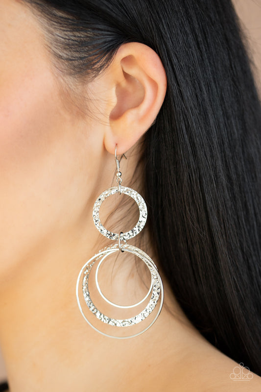 Paparazzi Eclipsed Edge - Silver Earrings - A Finishing Touch 