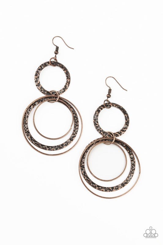 Paparazzi Eclipsed Edge - Copper Earrings - A Finishing Touch 