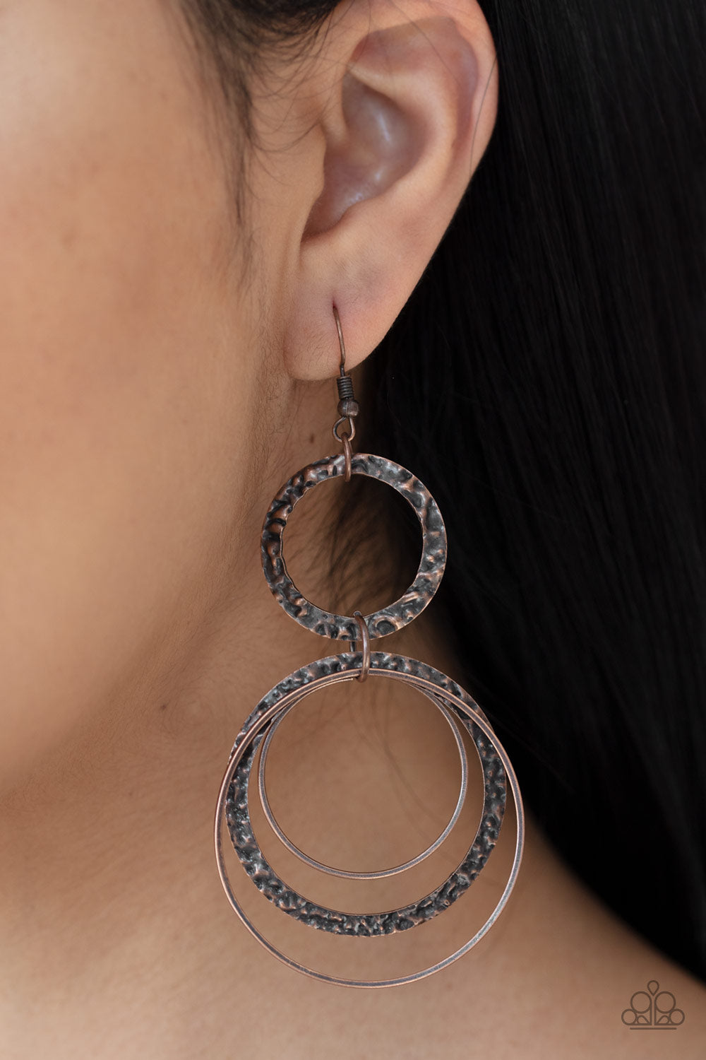 Paparazzi Eclipsed Edge - Copper Earrings - A Finishing Touch 