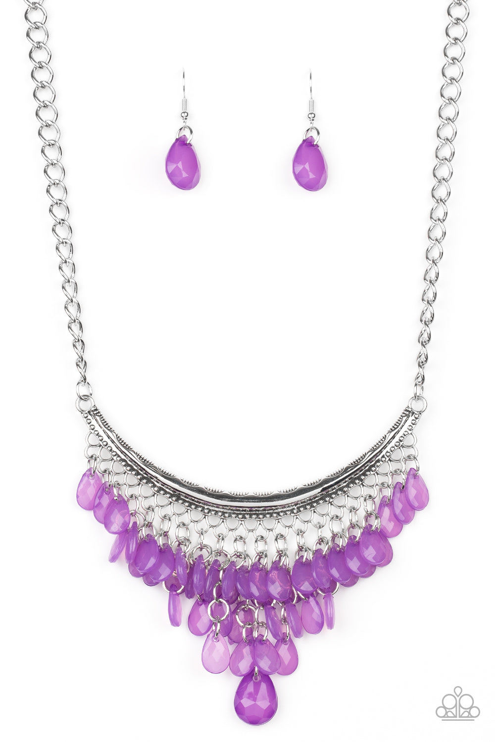 Bead Necklace - Paparazzi Rio Rainfall - Purple Teardrop Necklace Paparazzi jewelry image