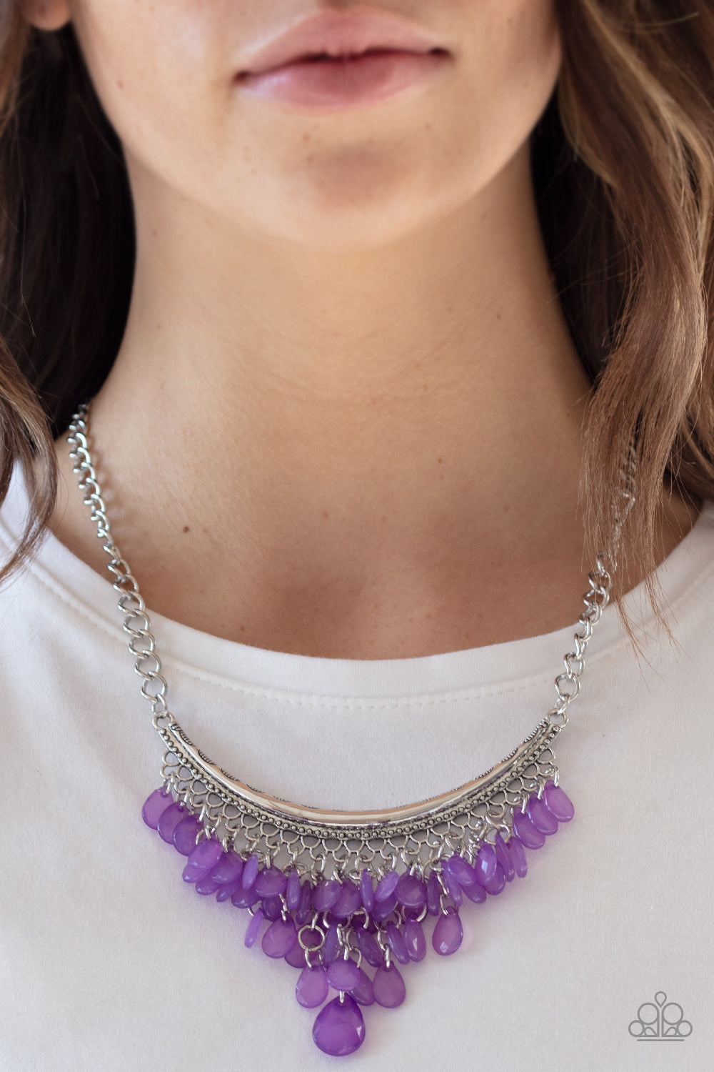 Bead Necklace - Paparazzi Rio Rainfall - Purple Teardrop Necklace Paparazzi jewelry image