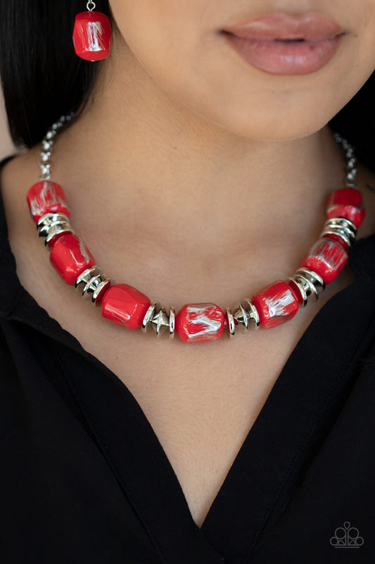 Paparazzi Girl Grit - Red Necklace - A Finishing Touch 