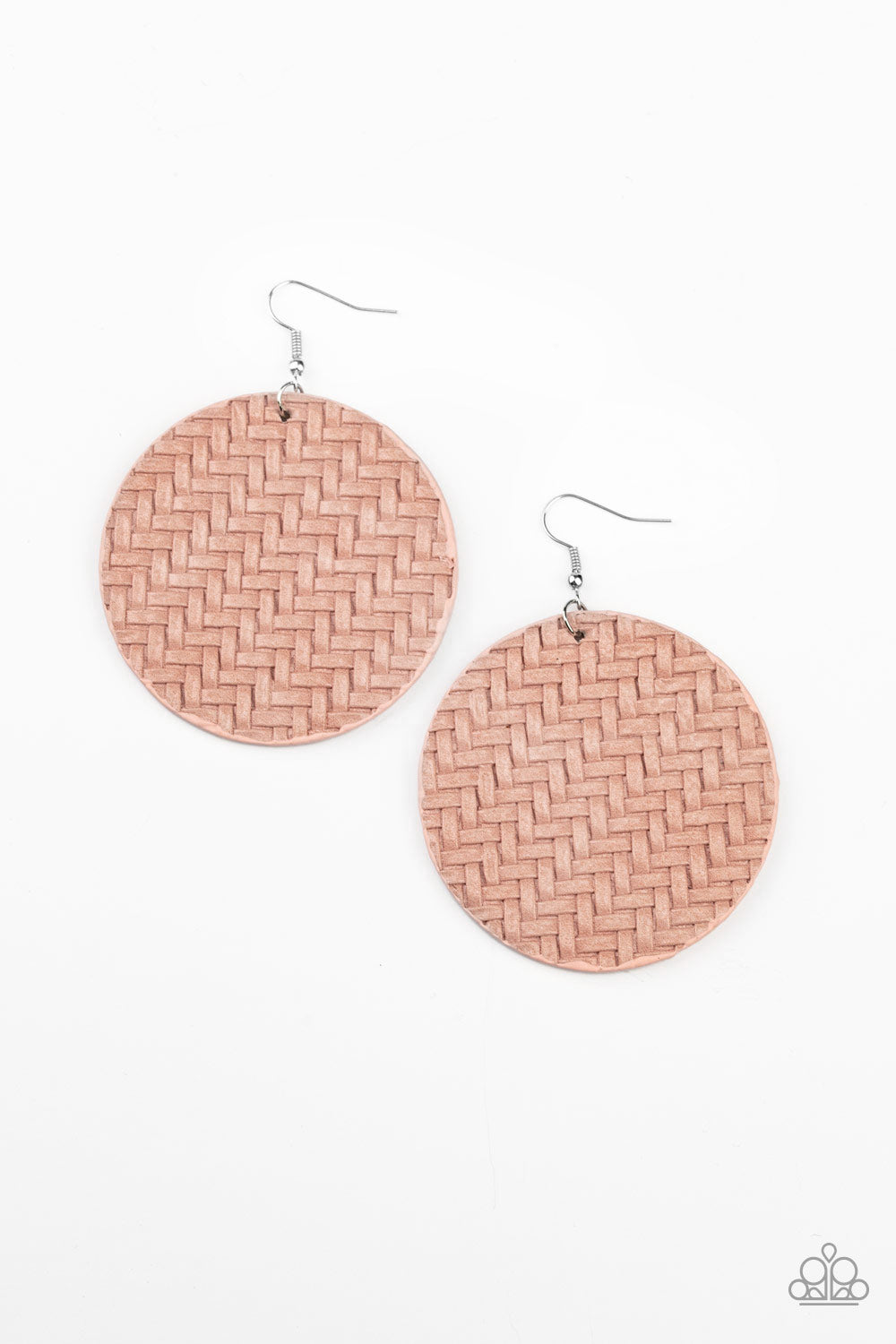 Paparazzi Plaited Plains - Coral Pink Earrings - A Finishing Touch 