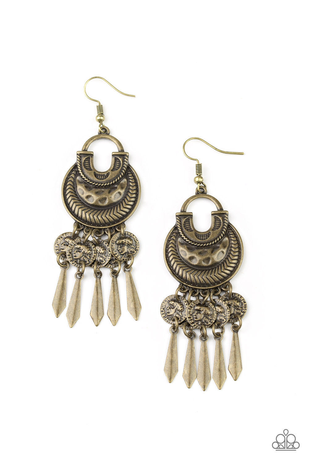 Paparazzi Give Me Liberty - Brass Earrings - A Finishing Touch 