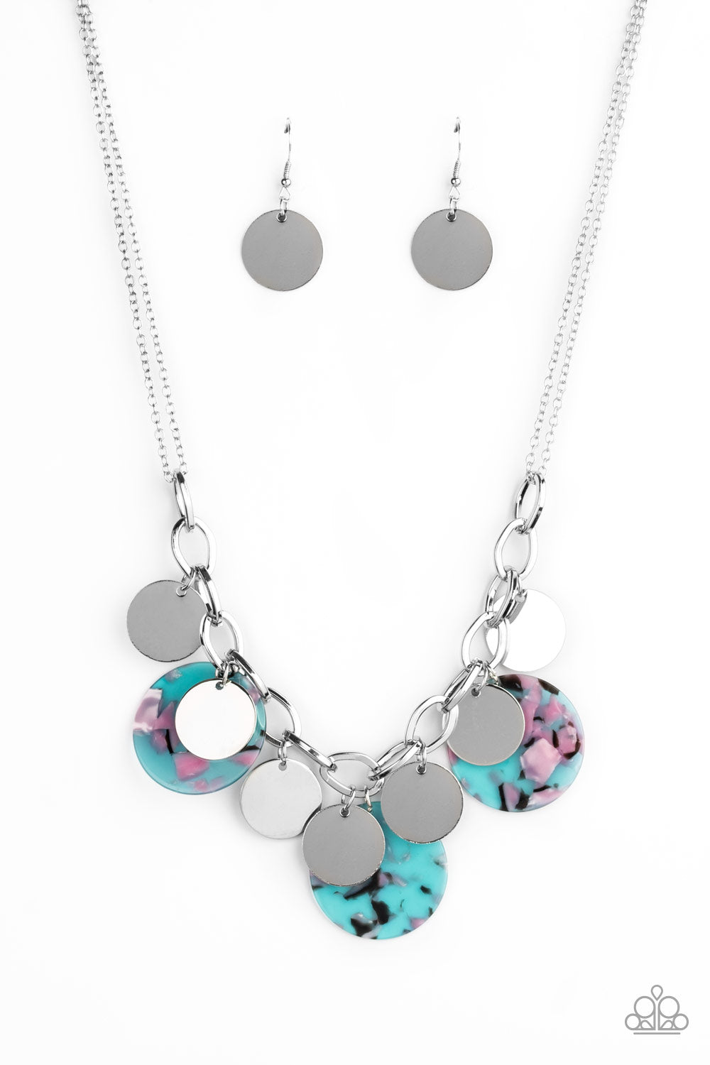 Paparazzi Confetti Confection - Blue Acrylic Necklace - A Finishing Touch 