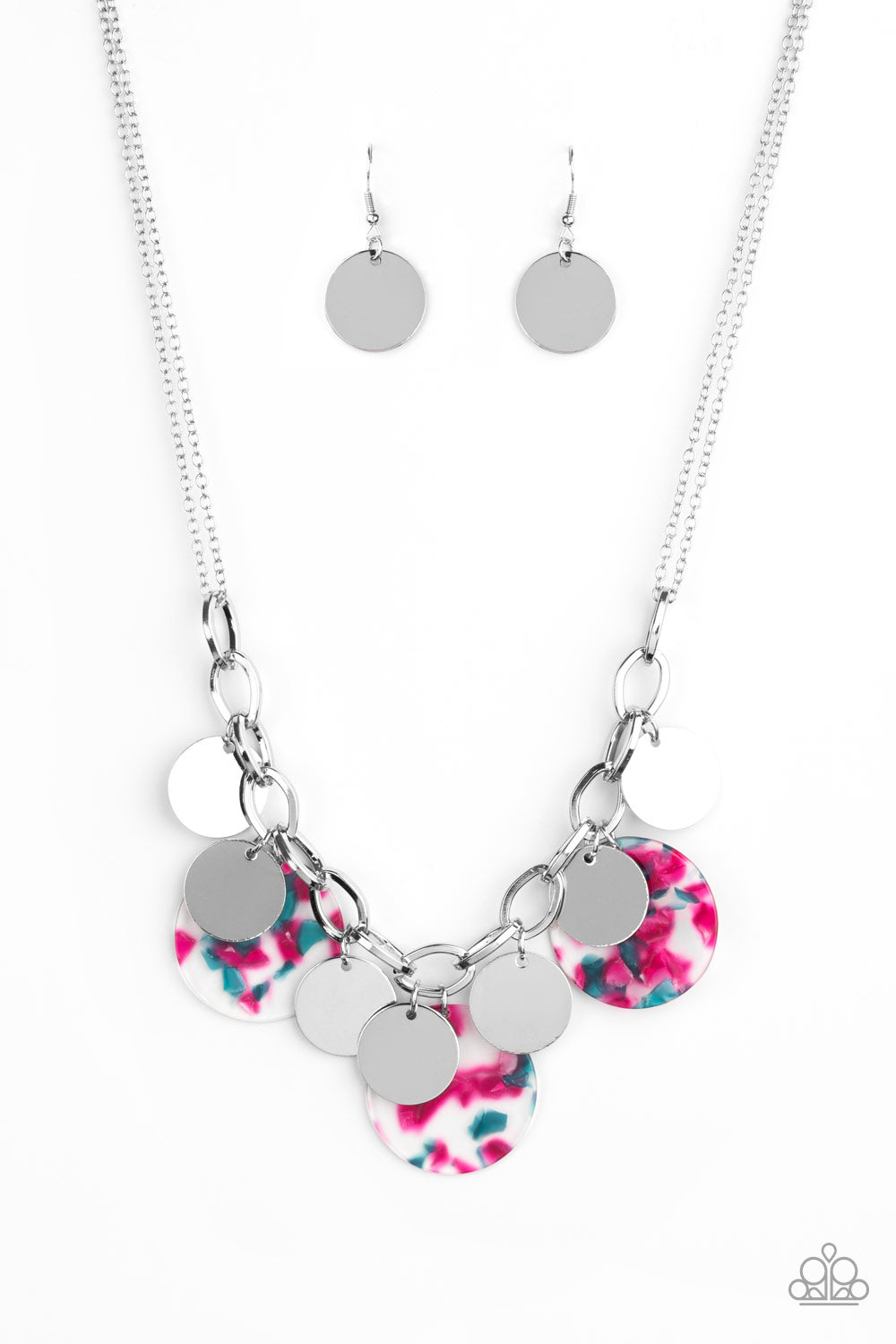 Paparazzi Confetti Confection - Pink Acrylic Necklace - A Finishing Touch 