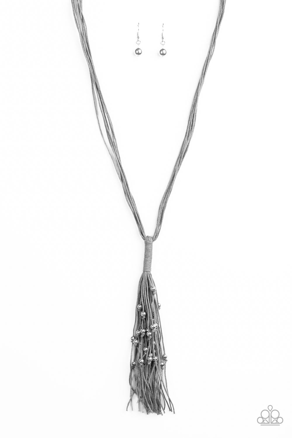 Paparazzi Hand-Knotted Knockout - Silver Tassel Necklace - A Finishing Touch 