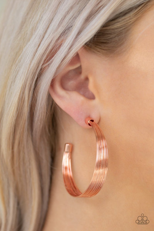 Paparazzi Live Wire - Copper Hoop Earrings - A Finishing Touch 