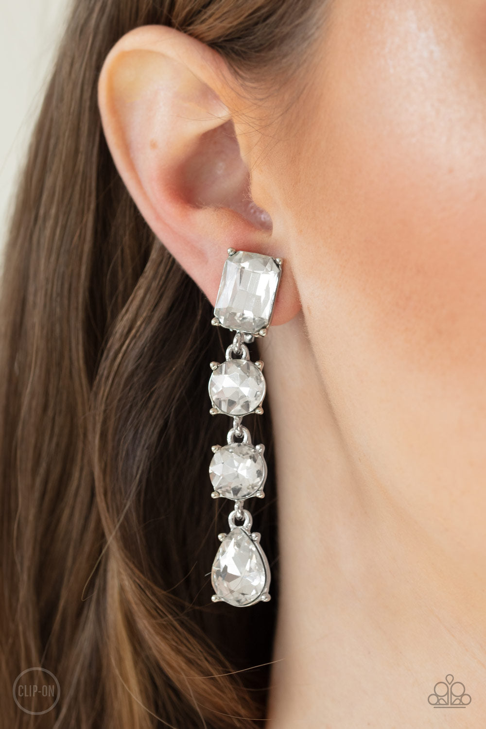 Paparazzi Make A-LIST - White Clip-On Earrings - A Finishing Touch 