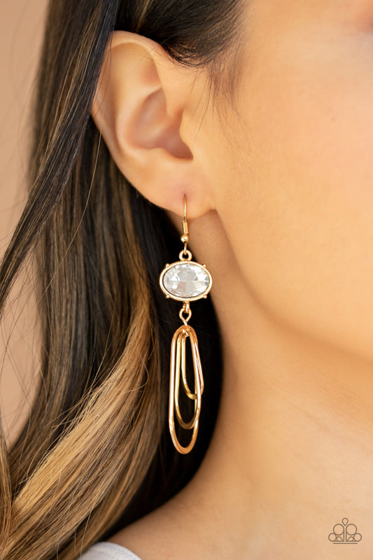Paparazzi Drop-Dead Glamorous - Gold Earrings - A Finishing Touch 