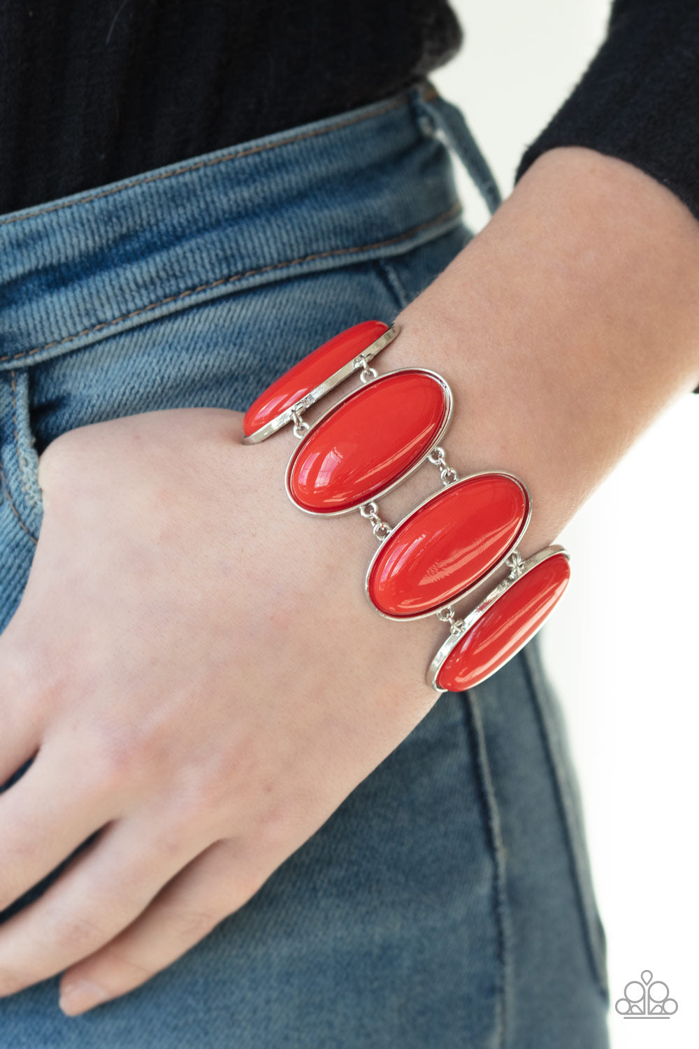 Paparazzi: Power Pop - Red Bracelet - A Finishing Touch 