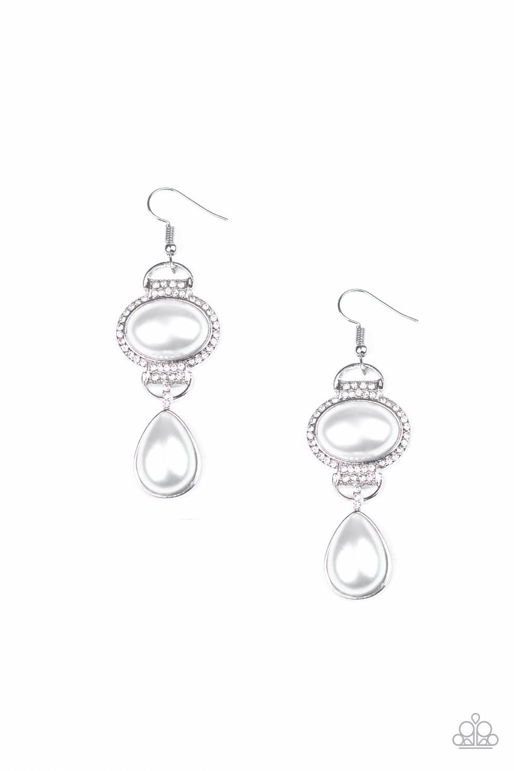 Paparazzi Icy Shimmer - White Earrings - A Finishing Touch 