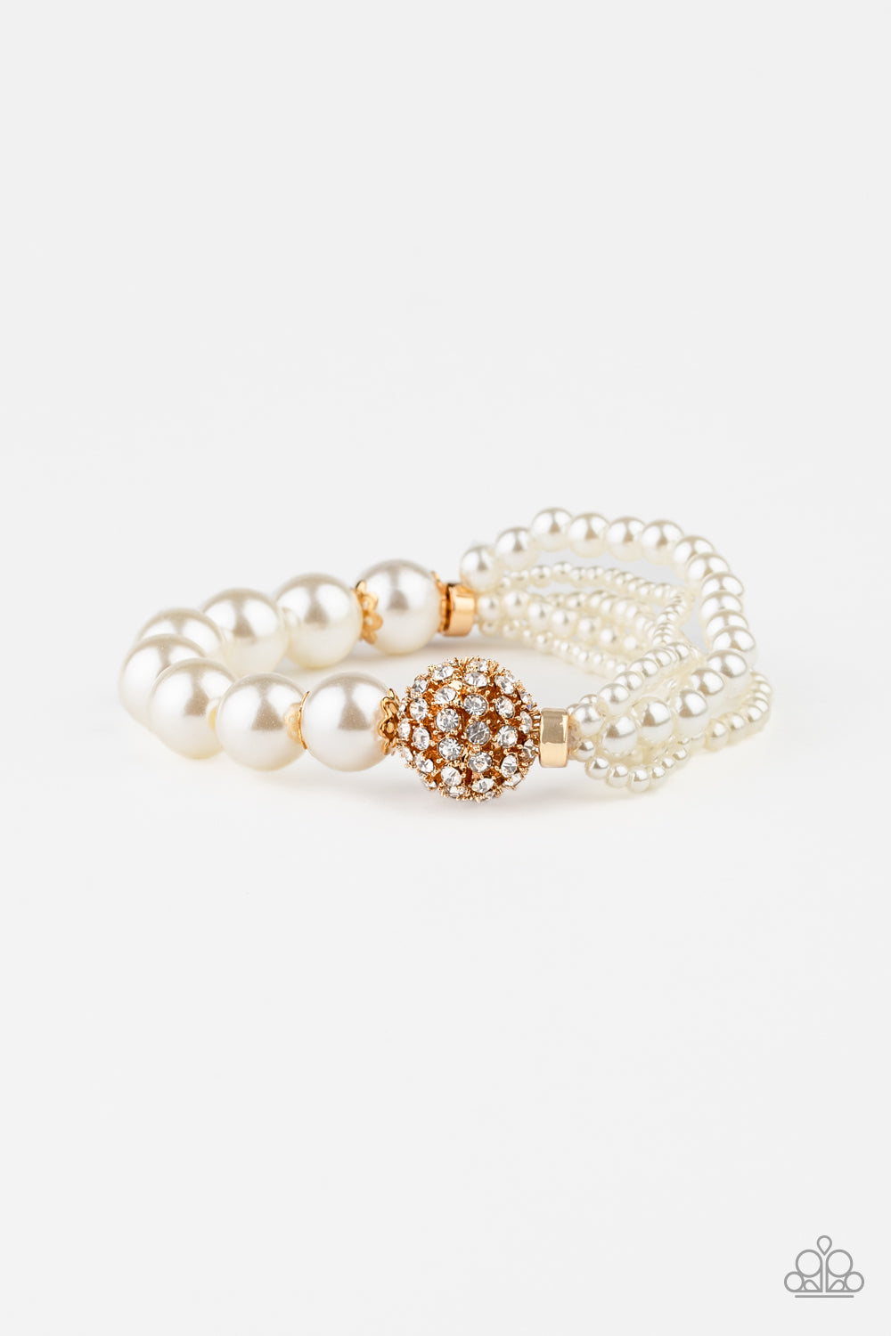 Paparazzi Vintage Collision - Gold Pearl Bracelet - A Finishing Touch 