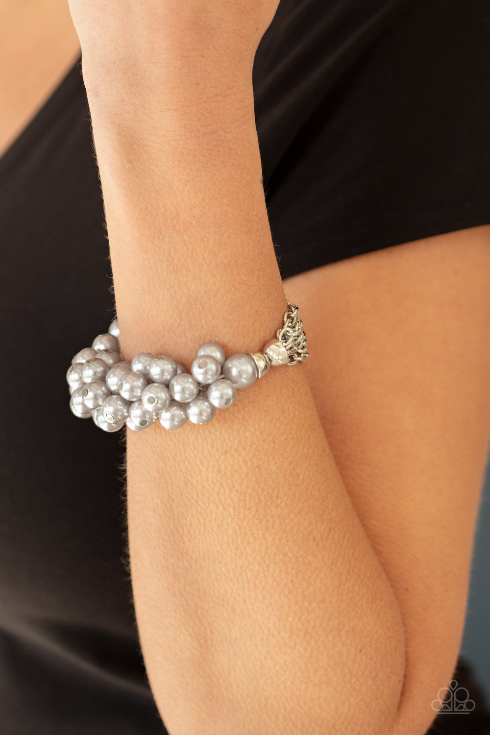 Paparazzi Up Class Clash - Silver Pearl Bracelet - A Finishing Touch 