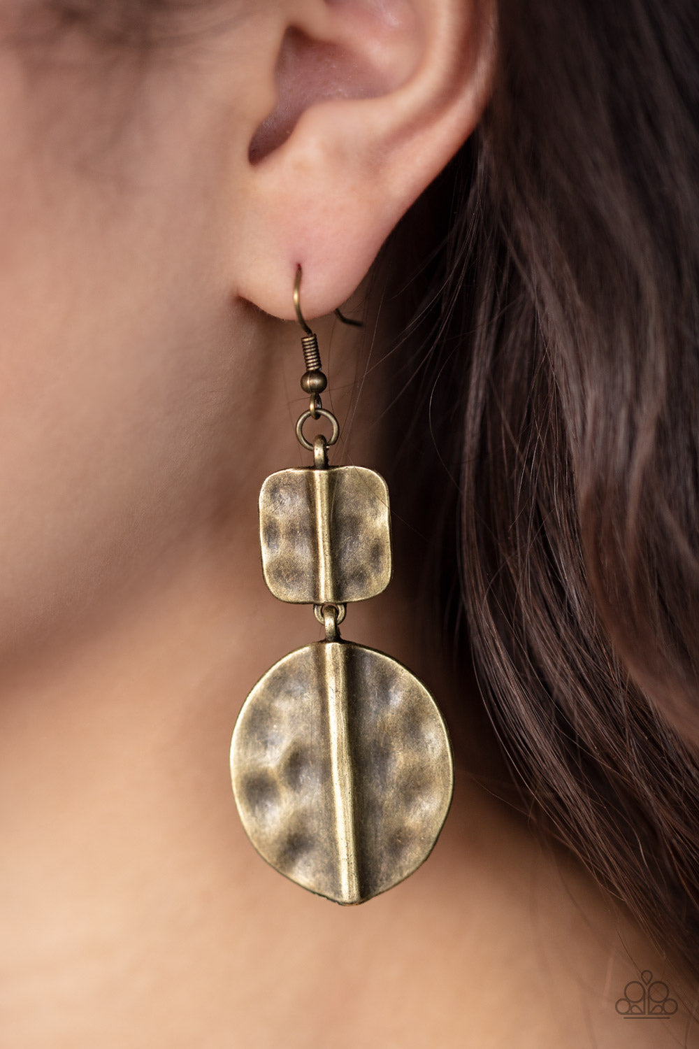 Paparazzi Lure Allure - Brass Antiqued Earrings - A Finishing Touch 